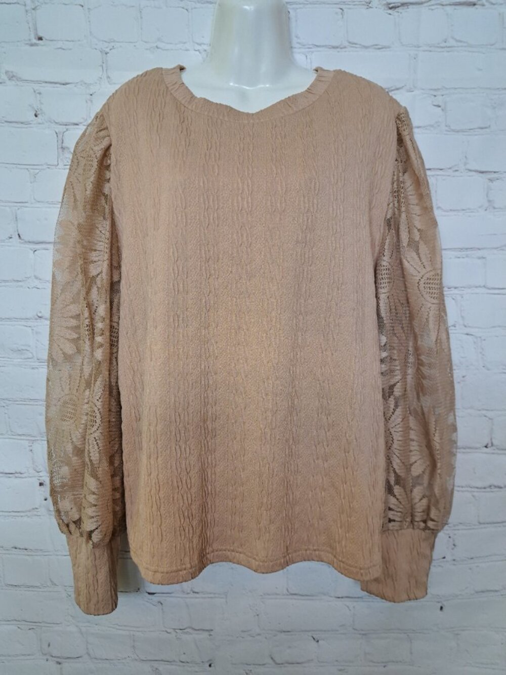 Shein Curve Lace Textured Knit Top Blouse Size 2XL